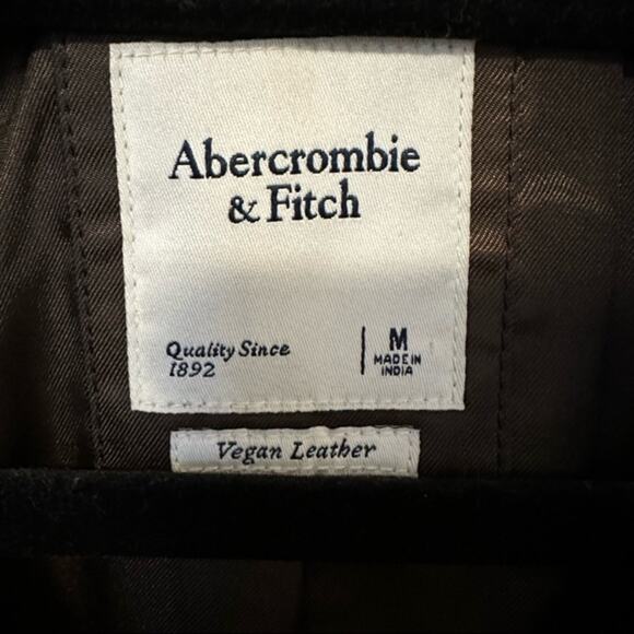 Abercrombie & Fitch Oversized Medium Chocolate Brown Faux Leather Blazer Jacket - Picture 8 of 10